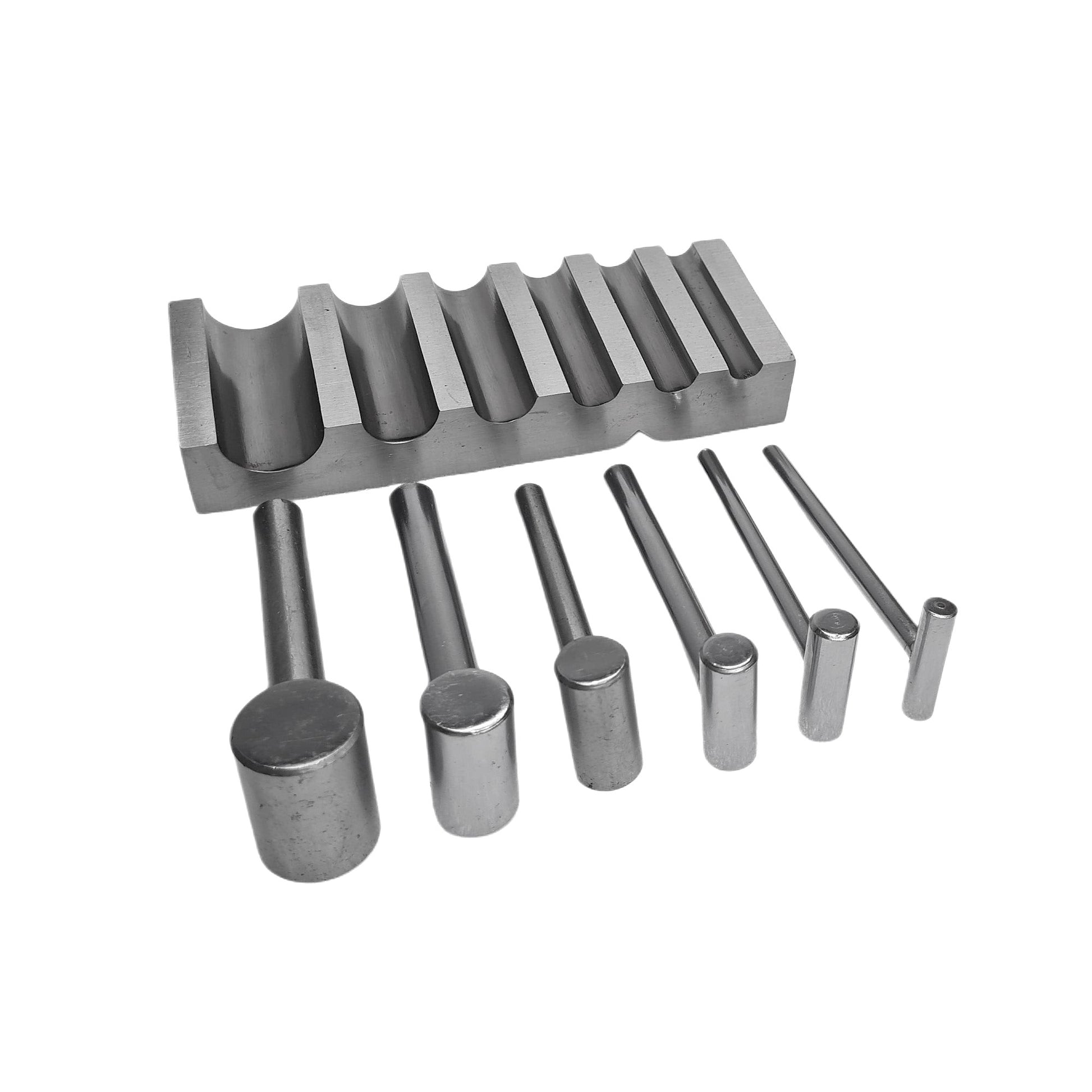 Metal Swage Block U-Channel Forming Dapping Metal Block with 6 Hammer Punches