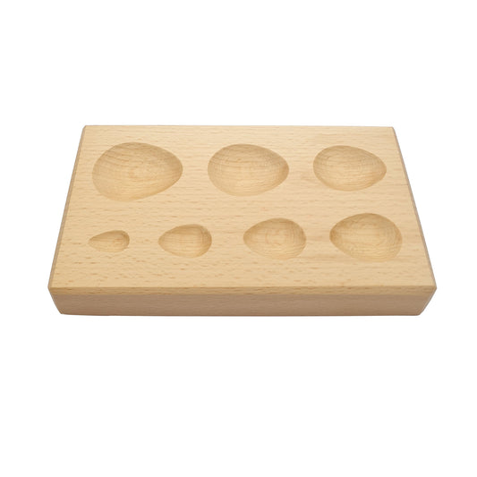 7-Cavity Metal Forming Pear Shaped Wooden Dapping Block -  Jewelry Making Tool