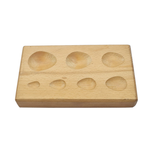 7-Cavity Metal Forming Teardrop Shaped Wooden Dapping Block-Jewelry Making Tool