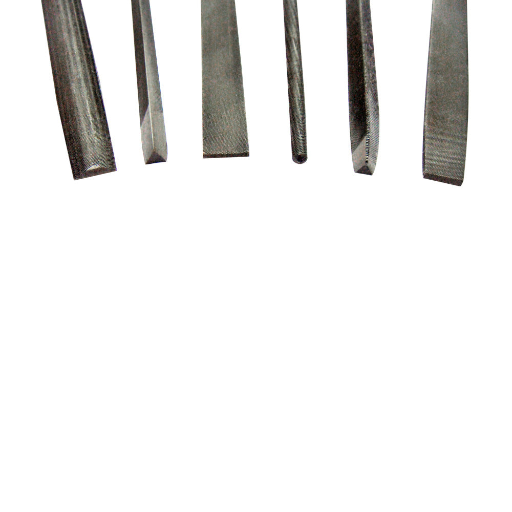 6 PCS File Set with Wooden Handles 4" Cut Length - Jewelry Making Wax Tool