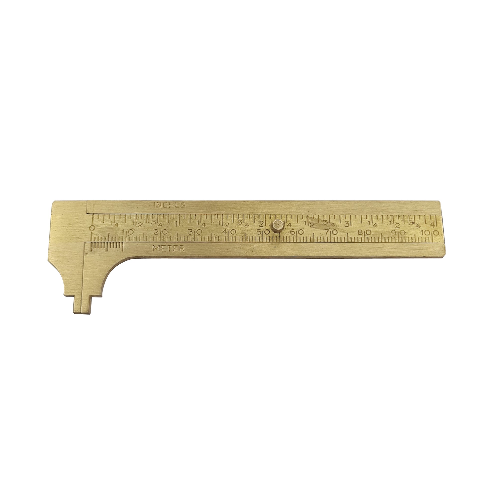 4" Solid Brass Vernier Gauge - Pocket Caliper Vernier - Inch & MM Jewelry Tool