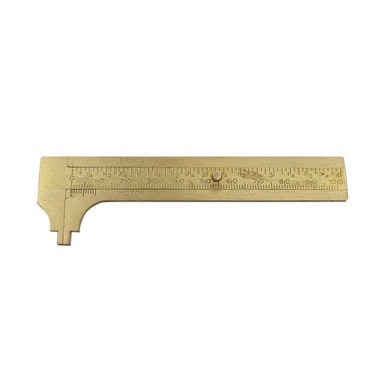 4" Solid Brass Vernier Gauge - Pocket Caliper Vernier - Inch & MM Jewelry Tool