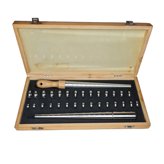 Wedding Ring Gauge Kit 7mm US Std. Sizes 1-15 with Wooden Box - Jewelry Tool