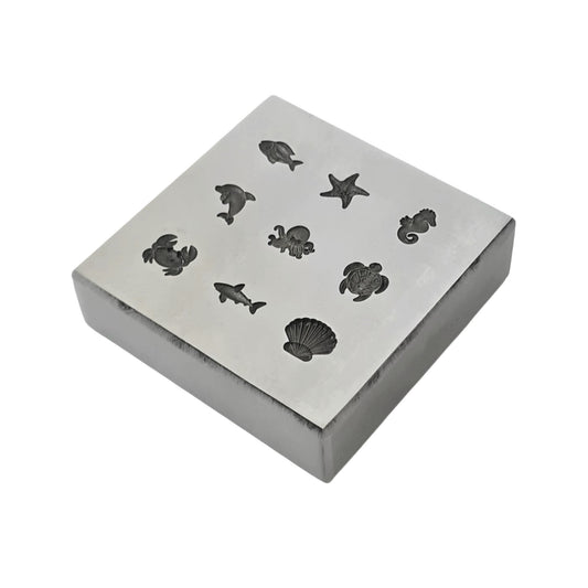 9 Impression Sea Life Shapes Shot Plate - Silversmith Tools - Jewelry Making Die