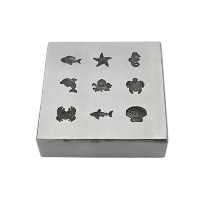 9 Impression Sea Life Shapes Shot Plate - Silversmith Tools - Jewelry Making Die