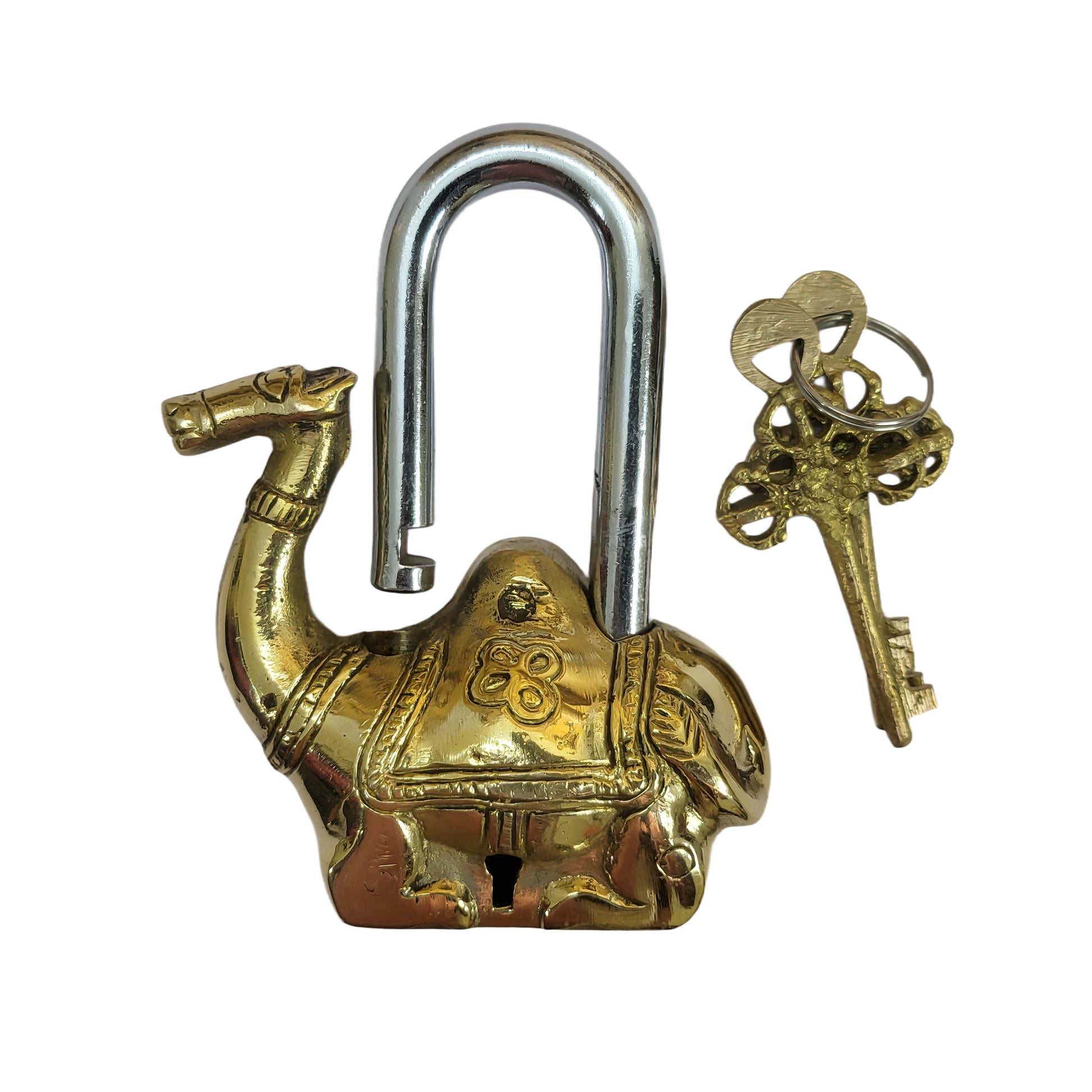 Antique Padlock Brass Hand Crafted Working Decorative Camel Shape Padlock