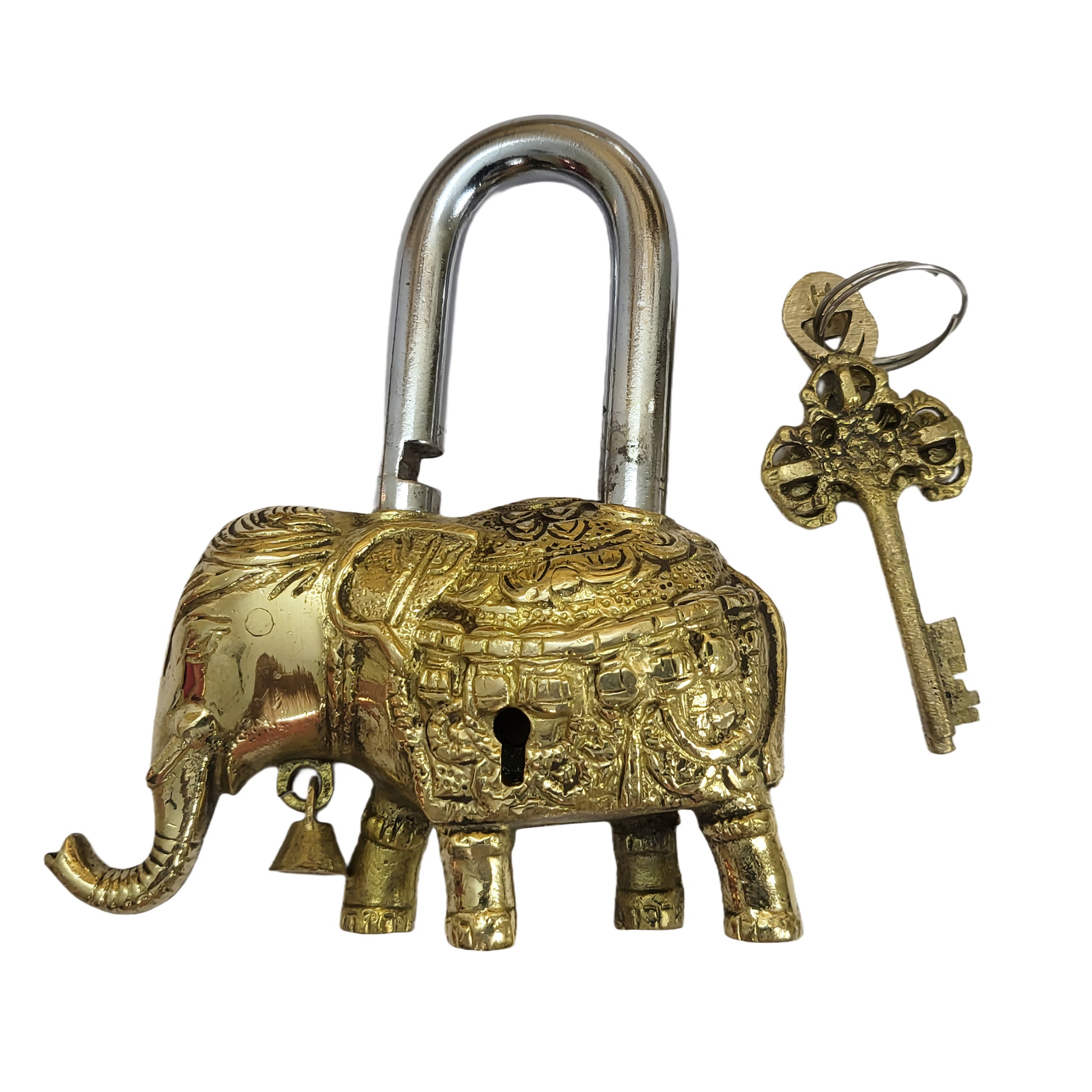 Antique Padlock Brass Hand Crafted Working Decorative Elephant Shape Padlock