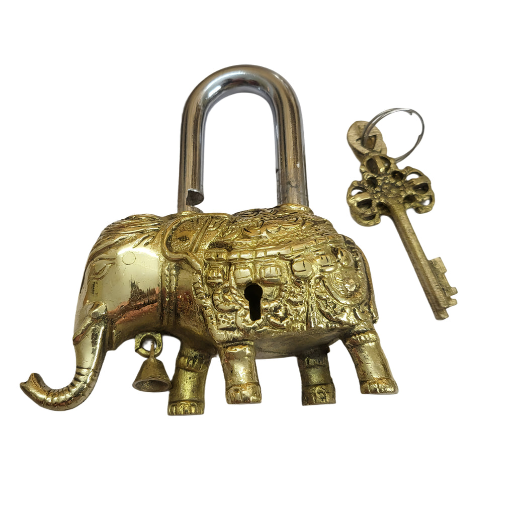 Antique Padlock Brass Hand Crafted Working Decorative Elephant Shape Padlock