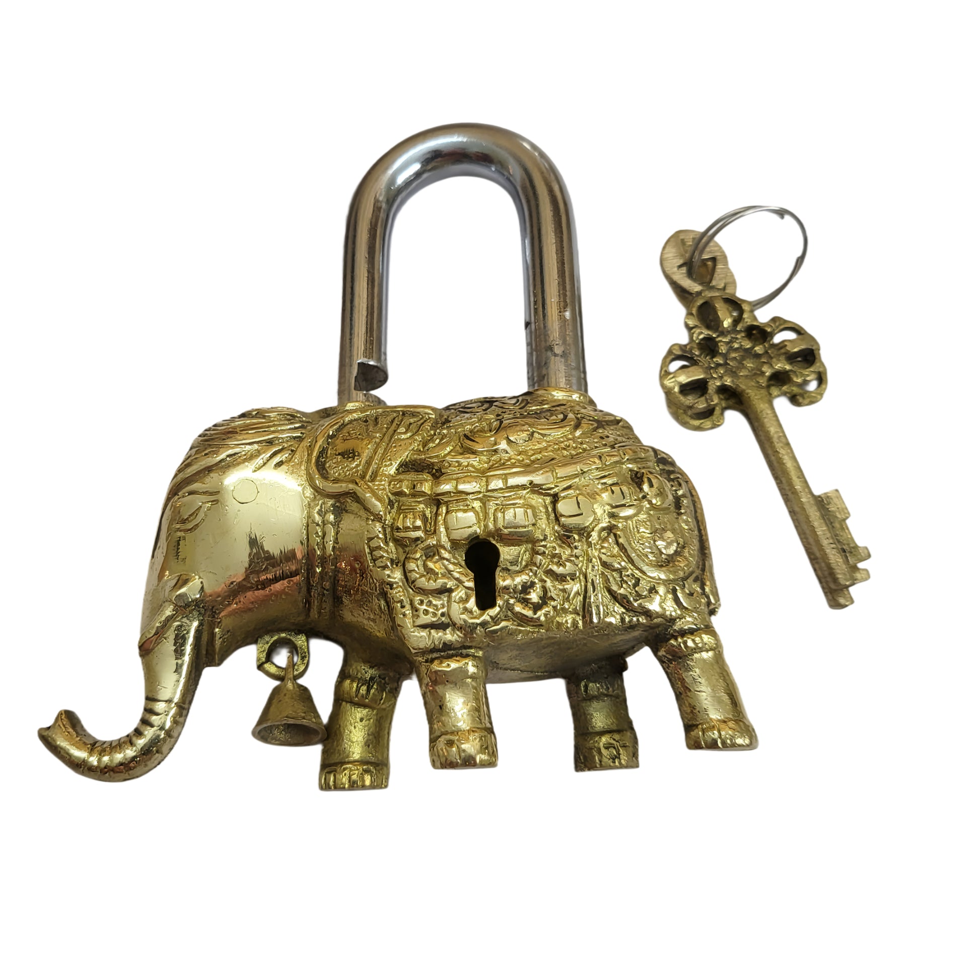 Antique Padlock Brass Hand Crafted Working Decorative Elephant Shape Padlock