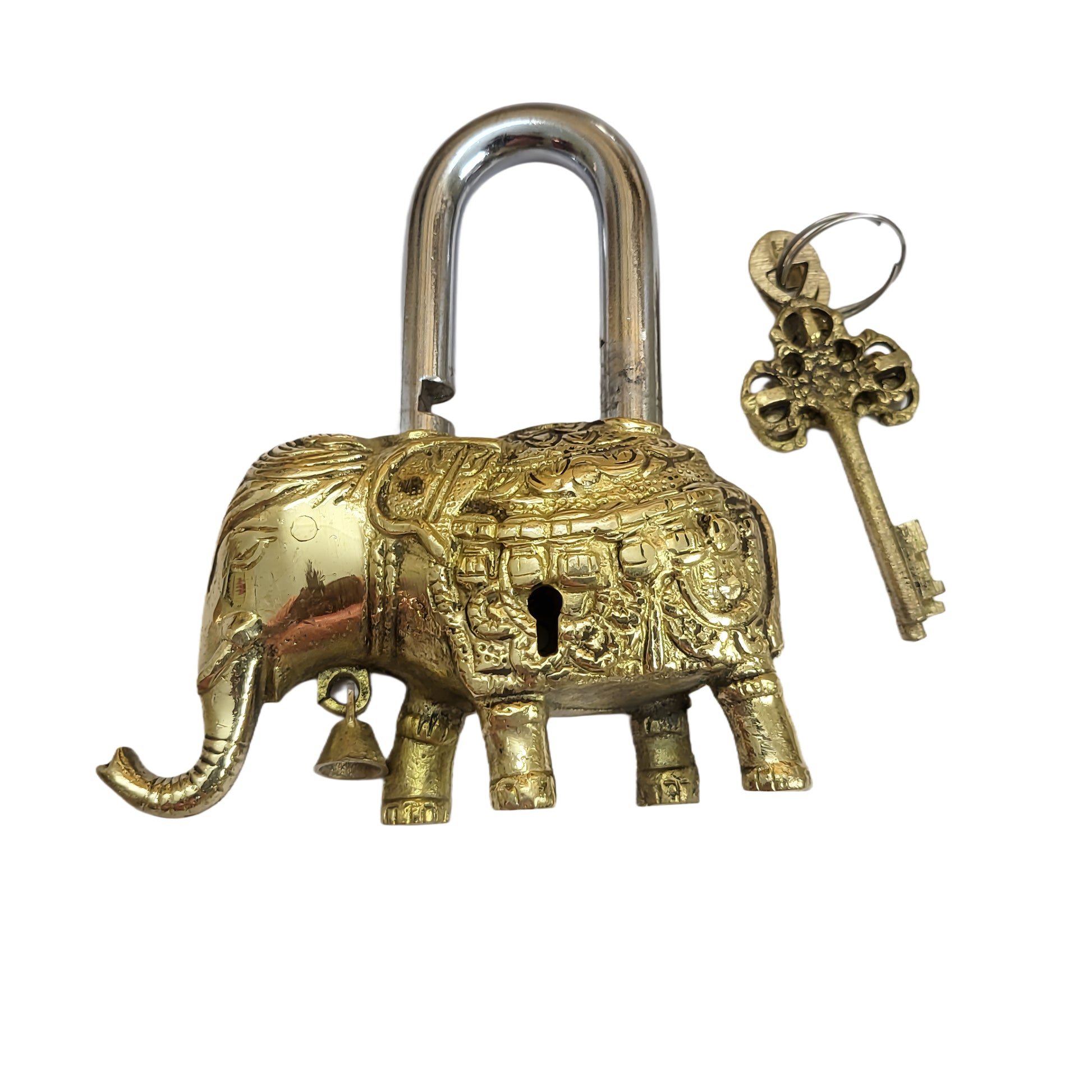 Antique Padlock Brass Hand Crafted Working Decorative Elephant Shape Padlock