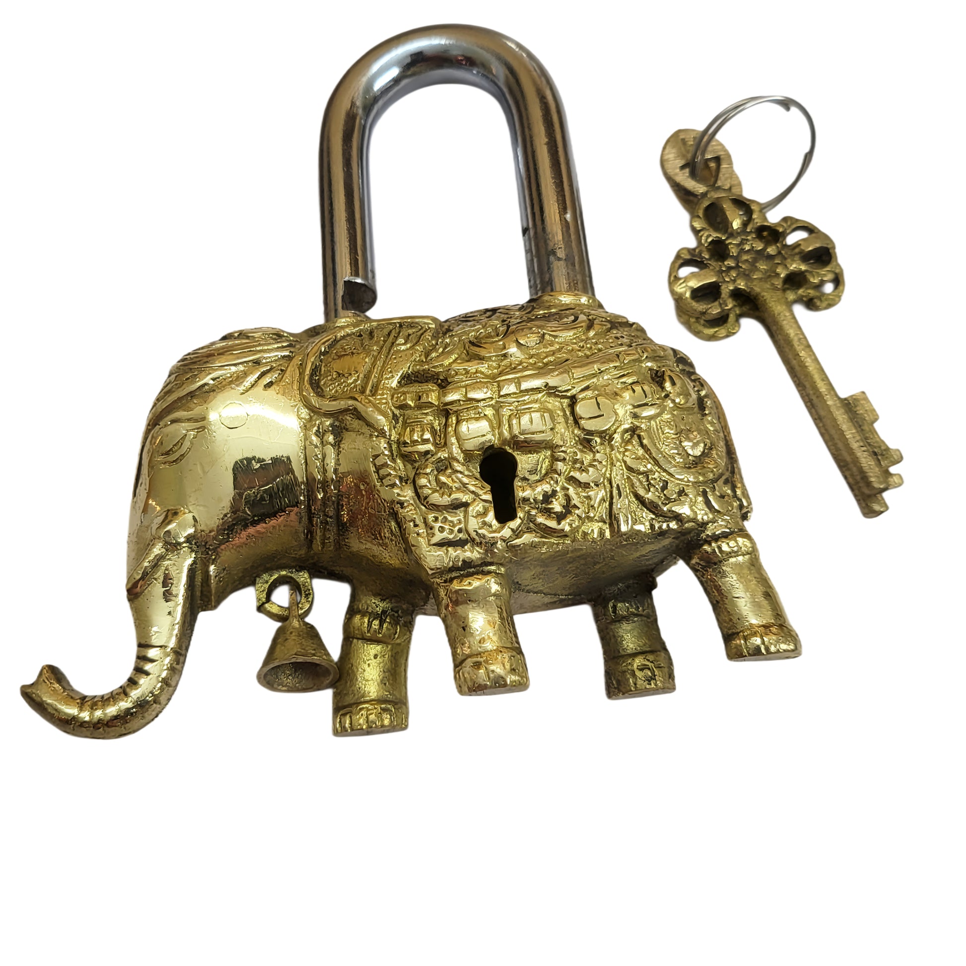 Antique Padlock Brass Hand Crafted Working Decorative Elephant Shape Padlock