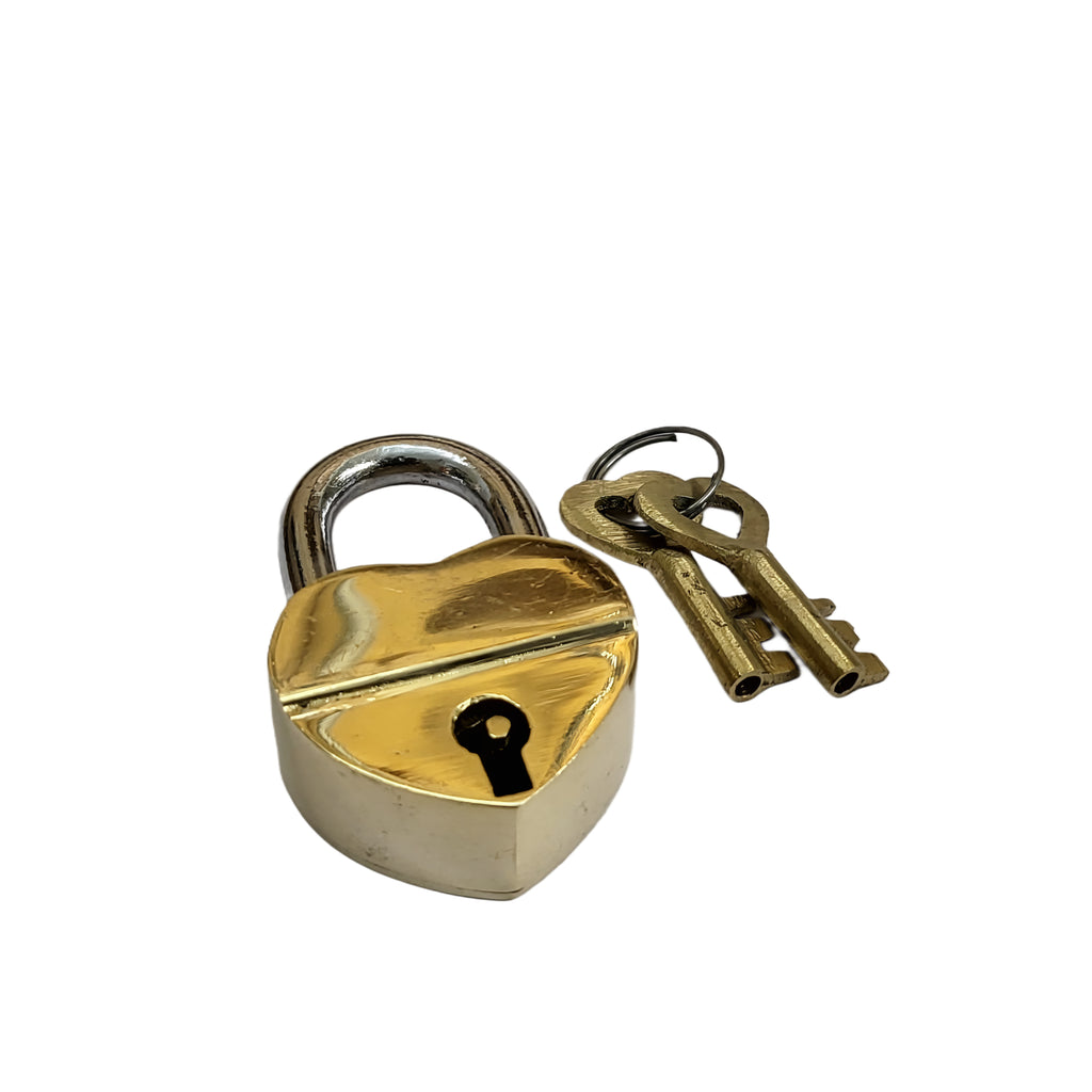 Antique Padlock Brass Hand Crafted Working Decorative Heart Shape Padlock