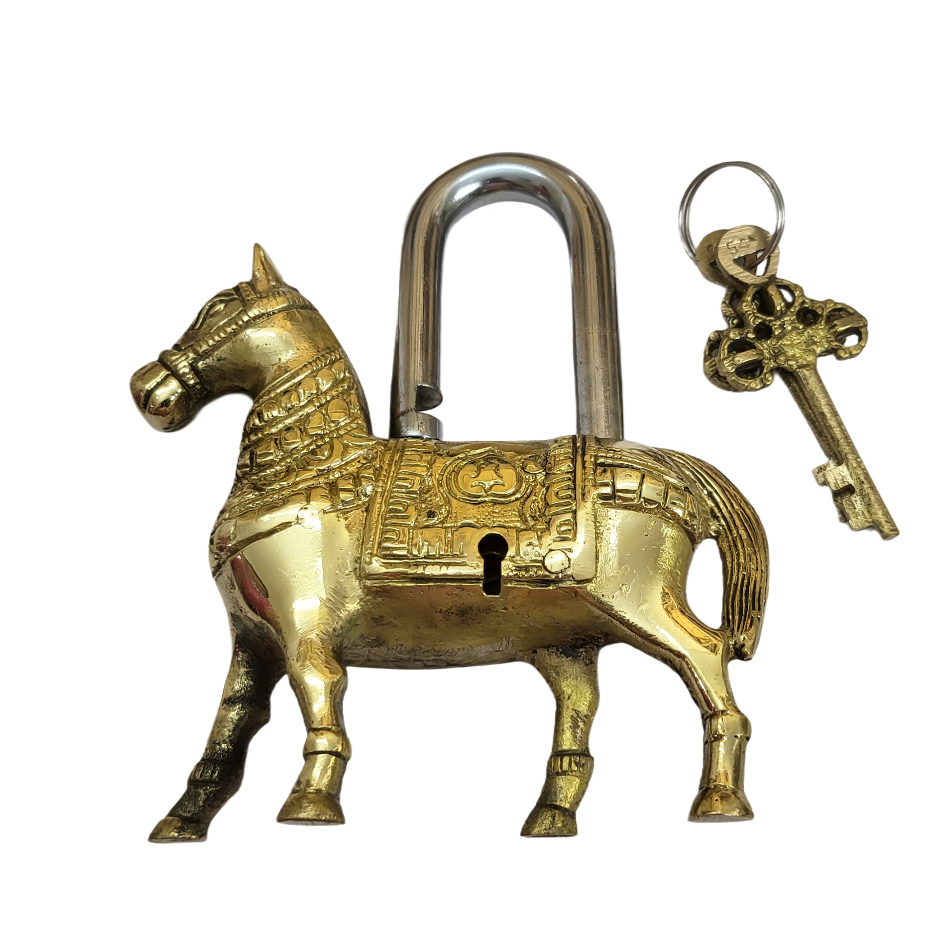 Antique Padlock Brass Hand Crafted Working Decorative Horse Shape Padlock