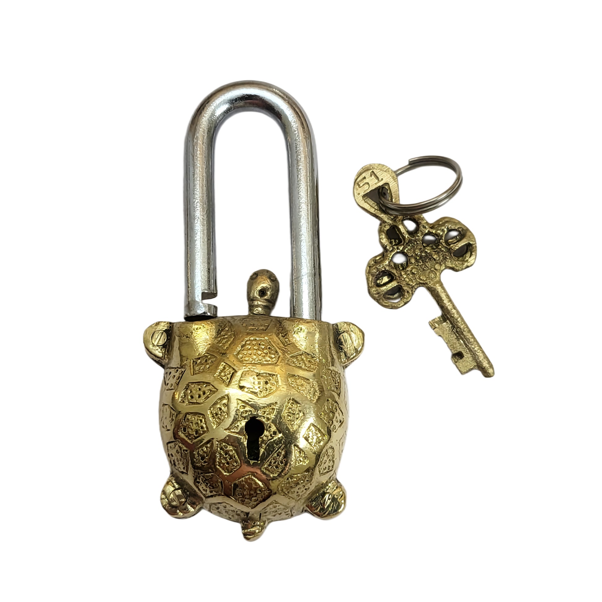 Antique Padlock Brass Hand Crafted Working Decorative Turtle Shape Padlock
