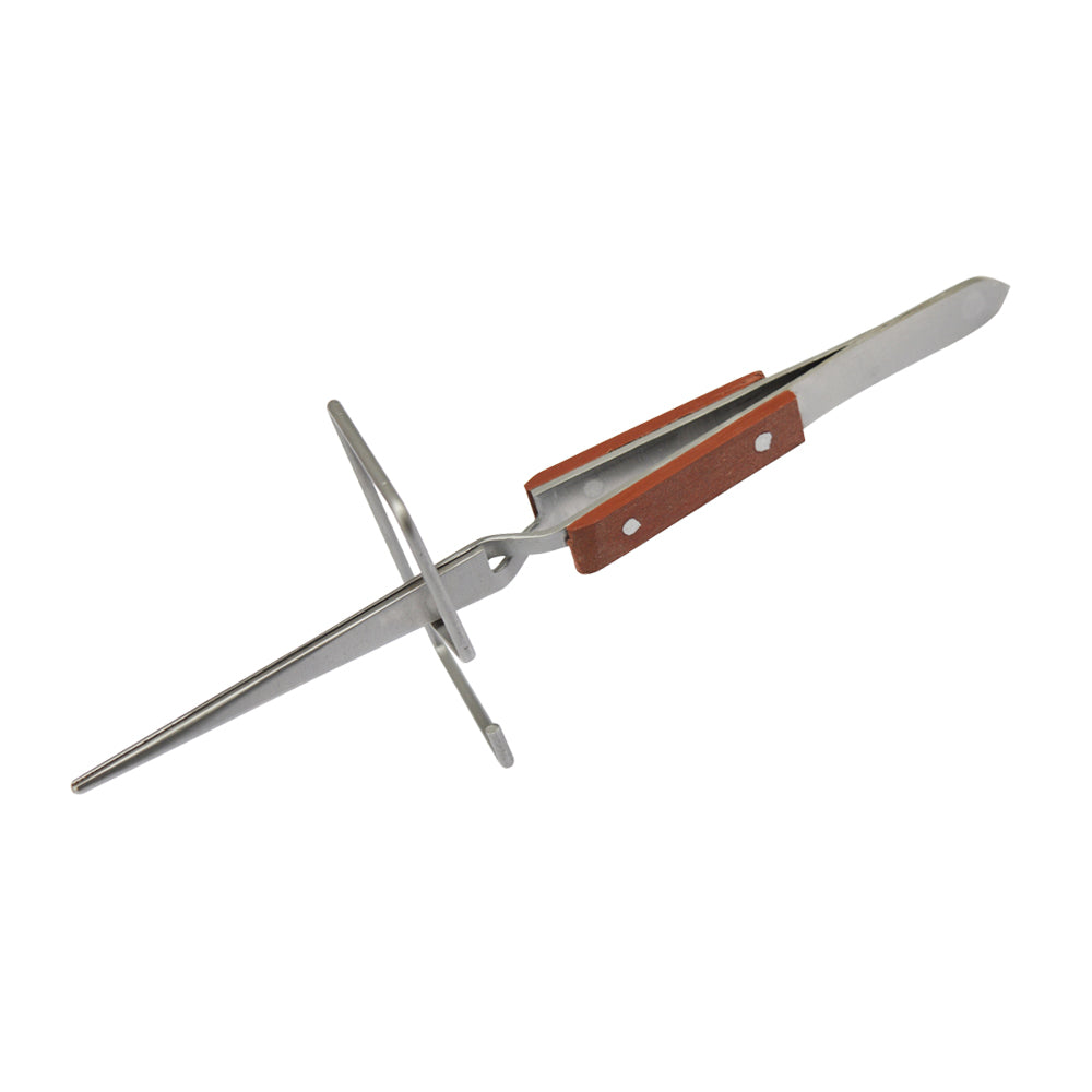 Cross-Lock Fiber Grip Tweezer 6-1/2" Length with Stand-Jewelry Soldering Metals