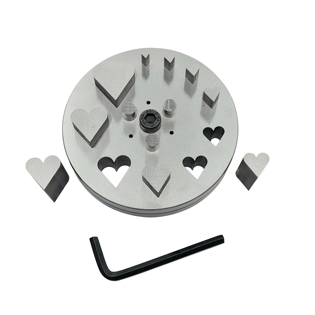 Disc Cutter Heart Shape with 10 Punches Size 3/16"- 1-1/4" - Jewelry Making Die