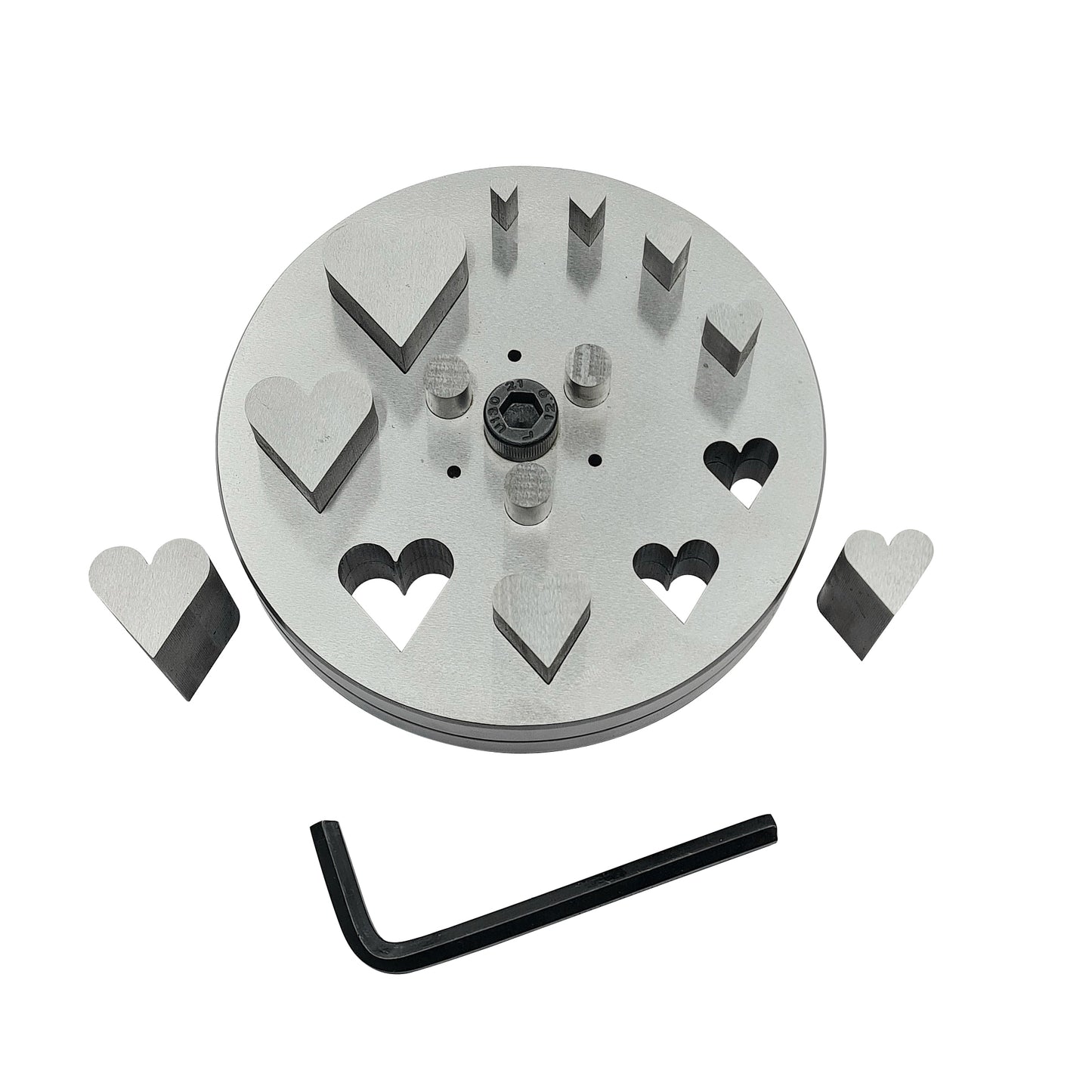 Disc Cutter Heart Shape with 10 Punches Size 3/16"- 1-1/4" - Jewelry Making Die