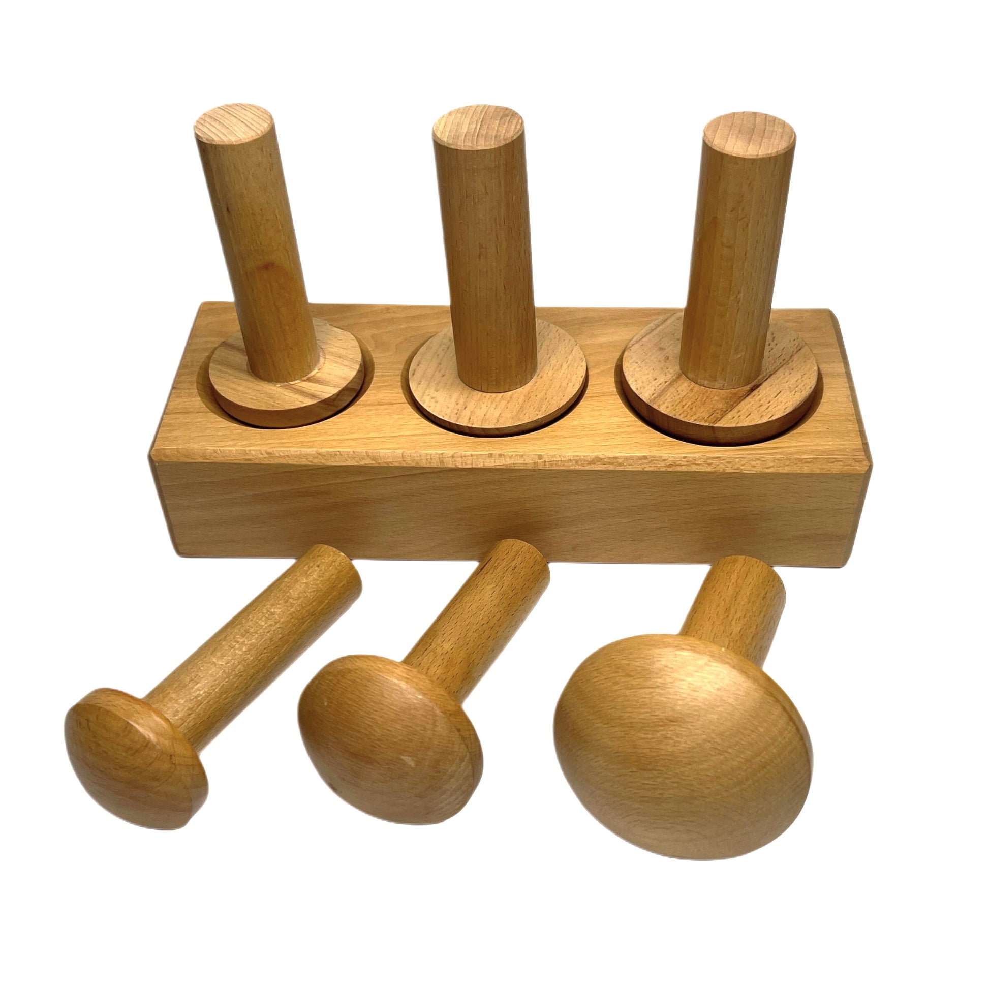 Double Sided Wood Dapping Block with 6 Punches Mushroom Shaped Punch Cupola Set