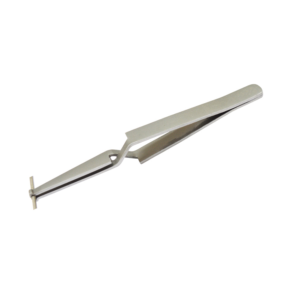 Straight with Hole Soldering Tweezer Cross & Self Lock 4-1/2" Long - Hold Wires