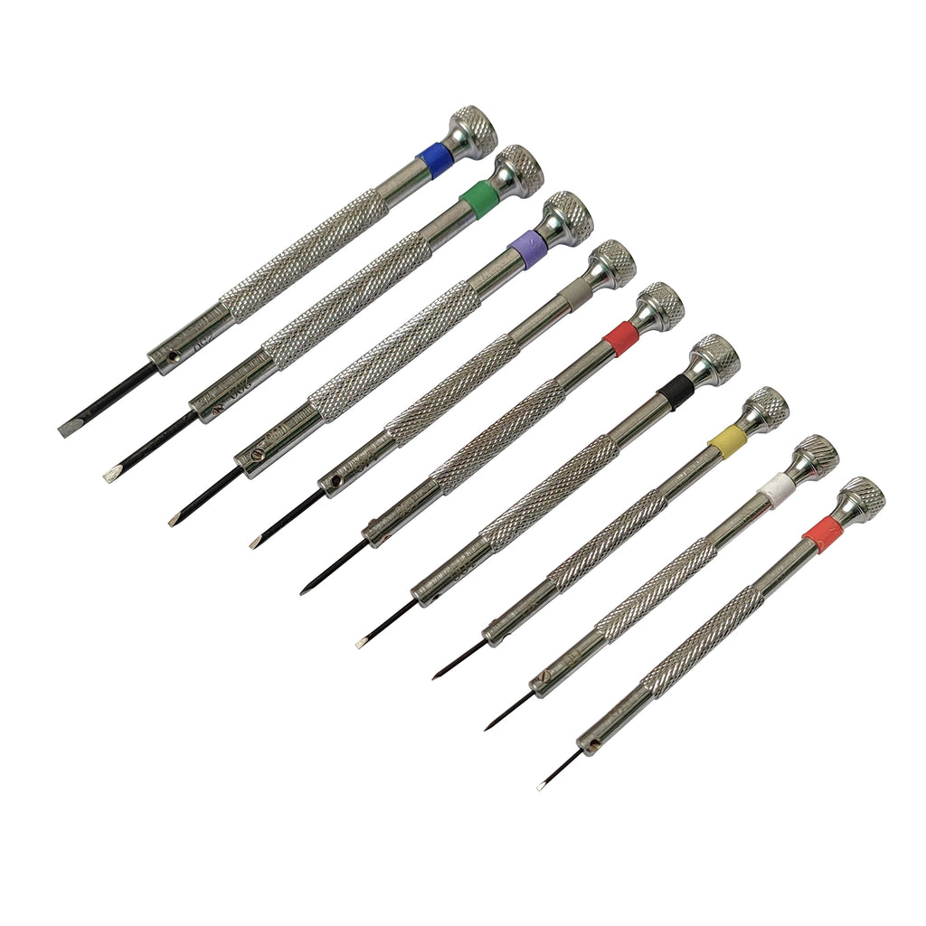 9 Piece Screwdriver Set with Spare Blades Packed in Pouch watchmaker , watch tool