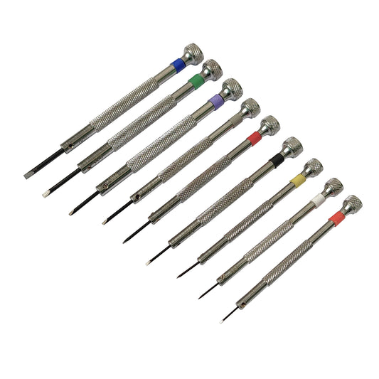 9 Piece Screwdriver Set with Spare Blades Packed in Pouch watchmaker , watch tool