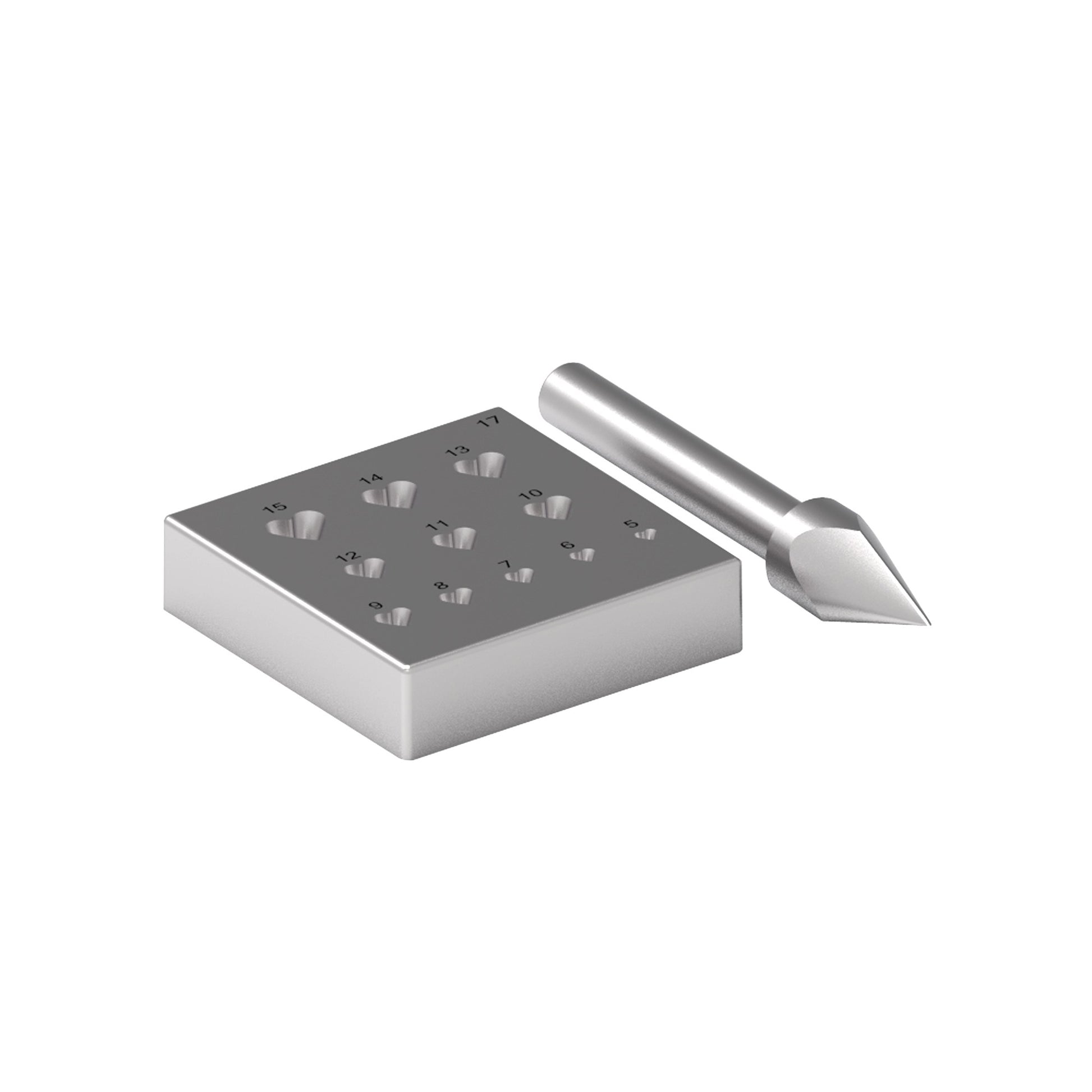 Heart Punch Bezel Block Set with 11 Punches Size 5mm - 15mm