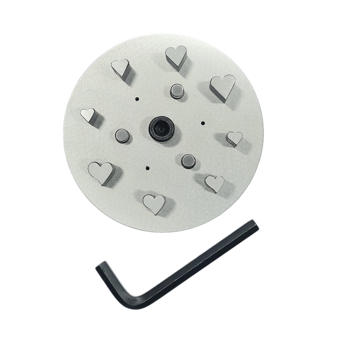 Disc Cutter 2 Different Shape with 8 Punches - 4 Heart & 4 Tangled Heart Shape