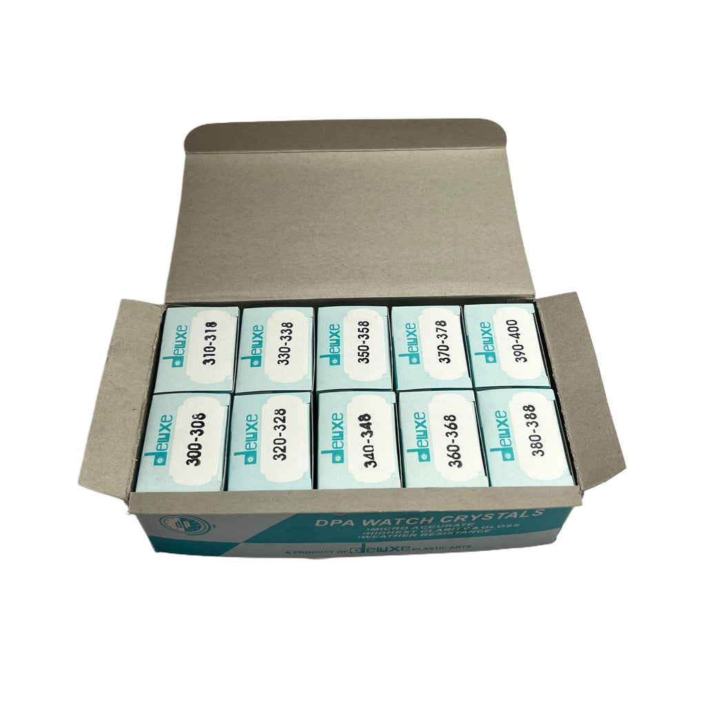 Assortment High Dome Plastic Deluxe Watch Crystals 100 Pieces Size 300mm-400mm