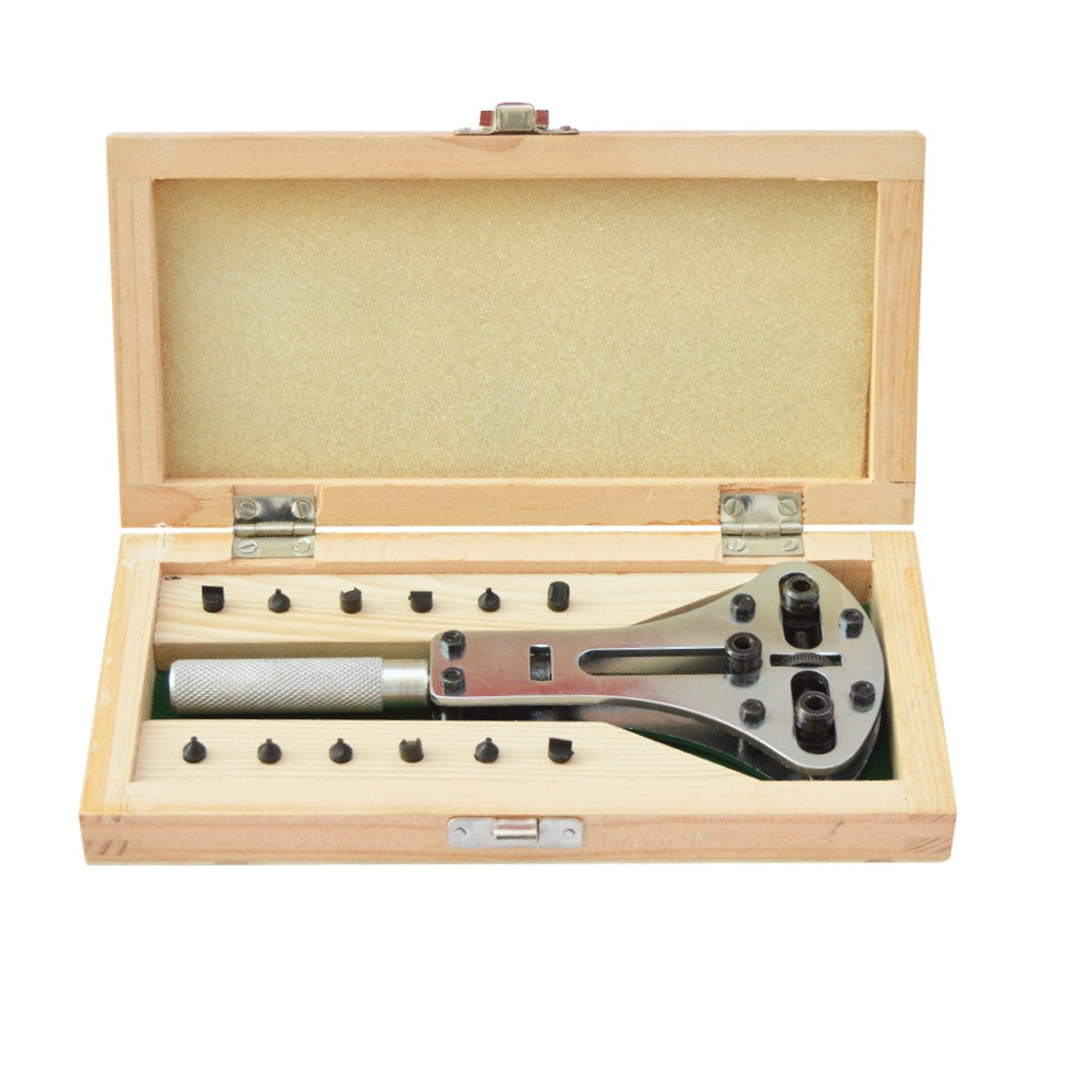 Jumbo Waterproof Watch Jaxa Type Case Opener with Wooden Box Capacity 19-60mm