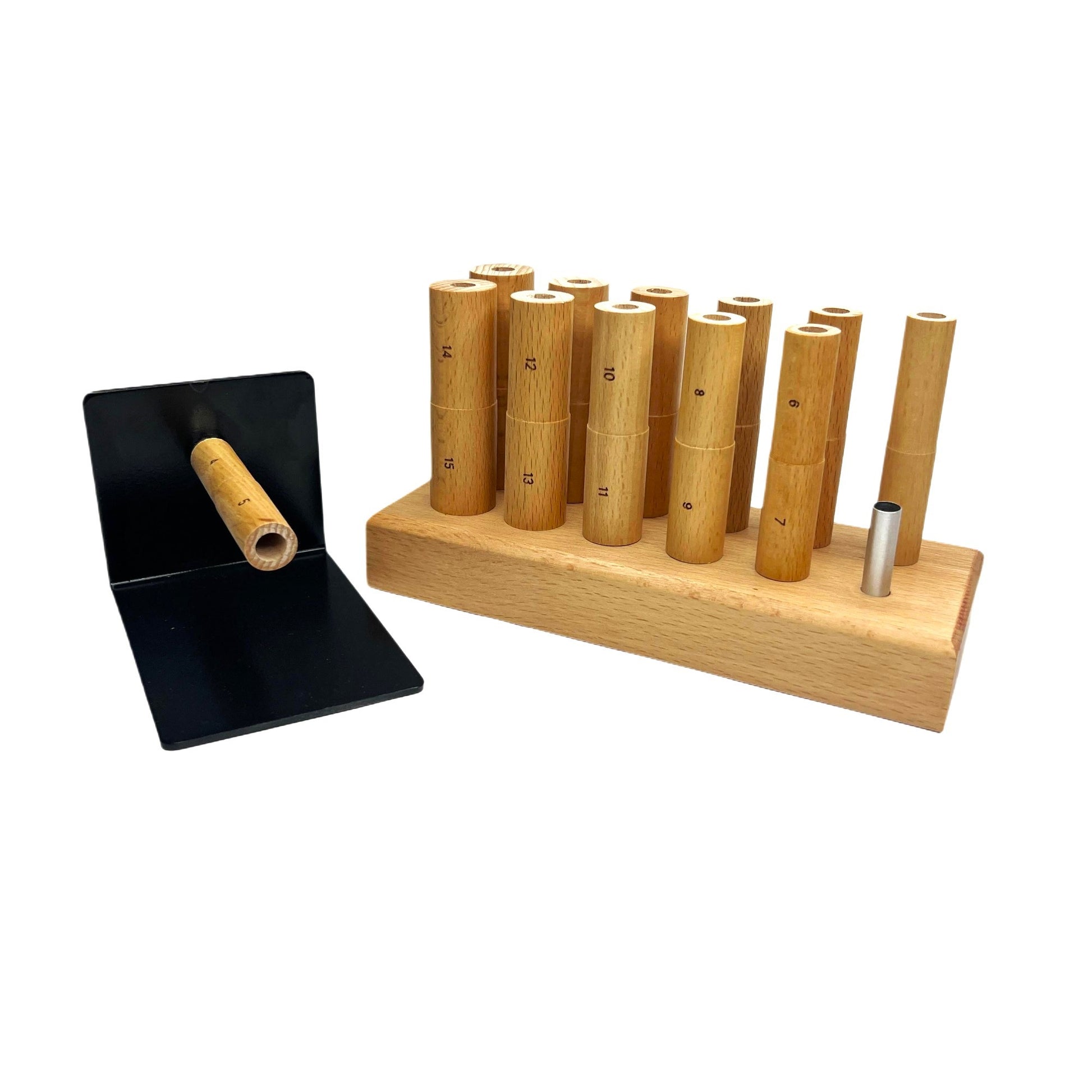 Multi Ring Mandrel Wrapping Stepped 12 PC Wooden Half Sizes Tool 4-15 Sized