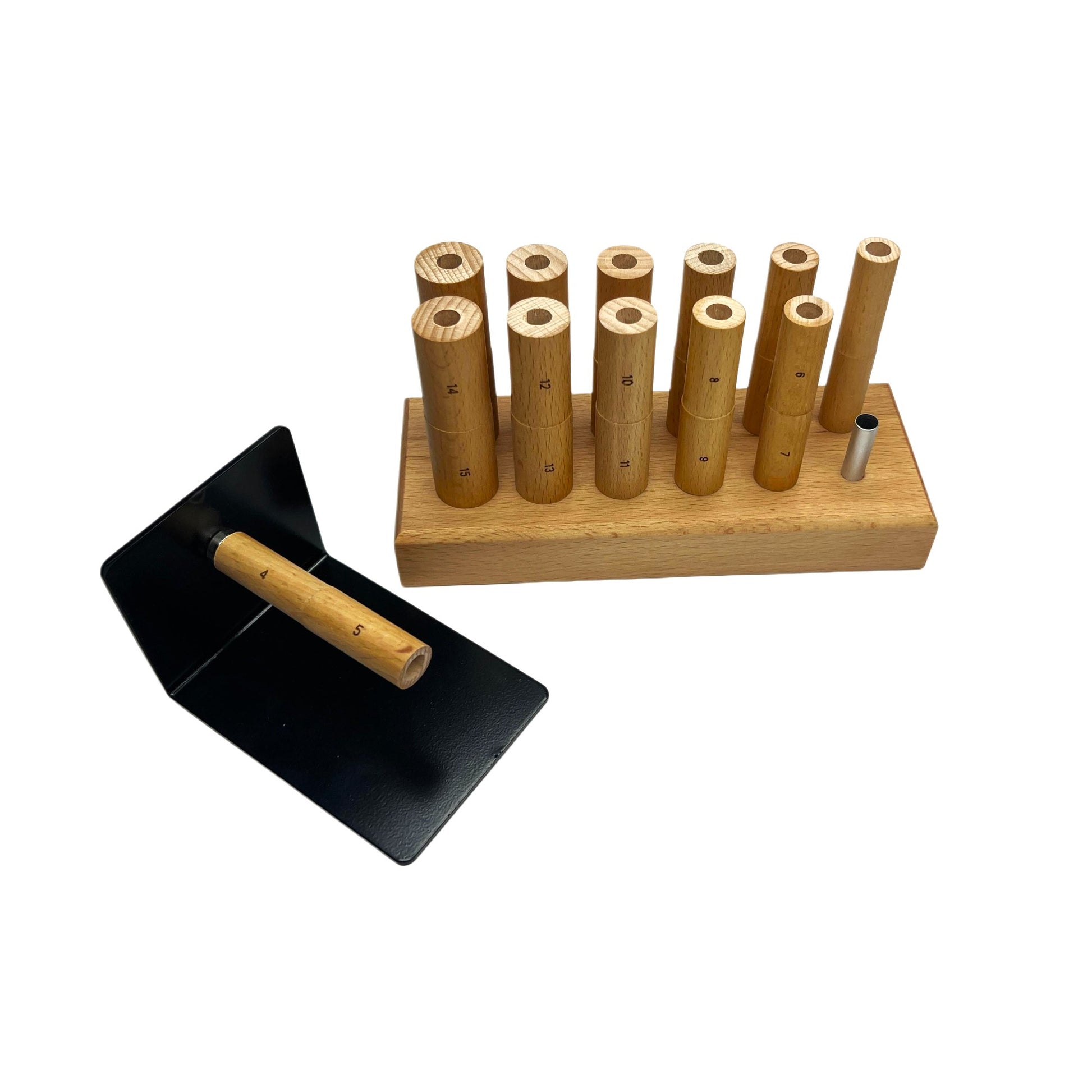 Multi Ring Mandrel Wrapping Stepped 12 PC Wooden Half Sizes Tool 4-15 Sized