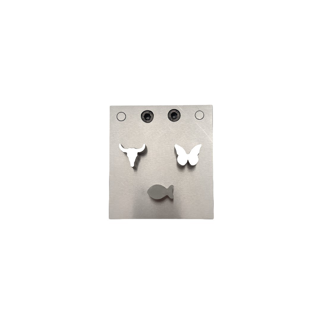 Multi Shape Disc Cutter with Set of 3 Punches- Bull, Butterfly, Fish -Size: 19mm