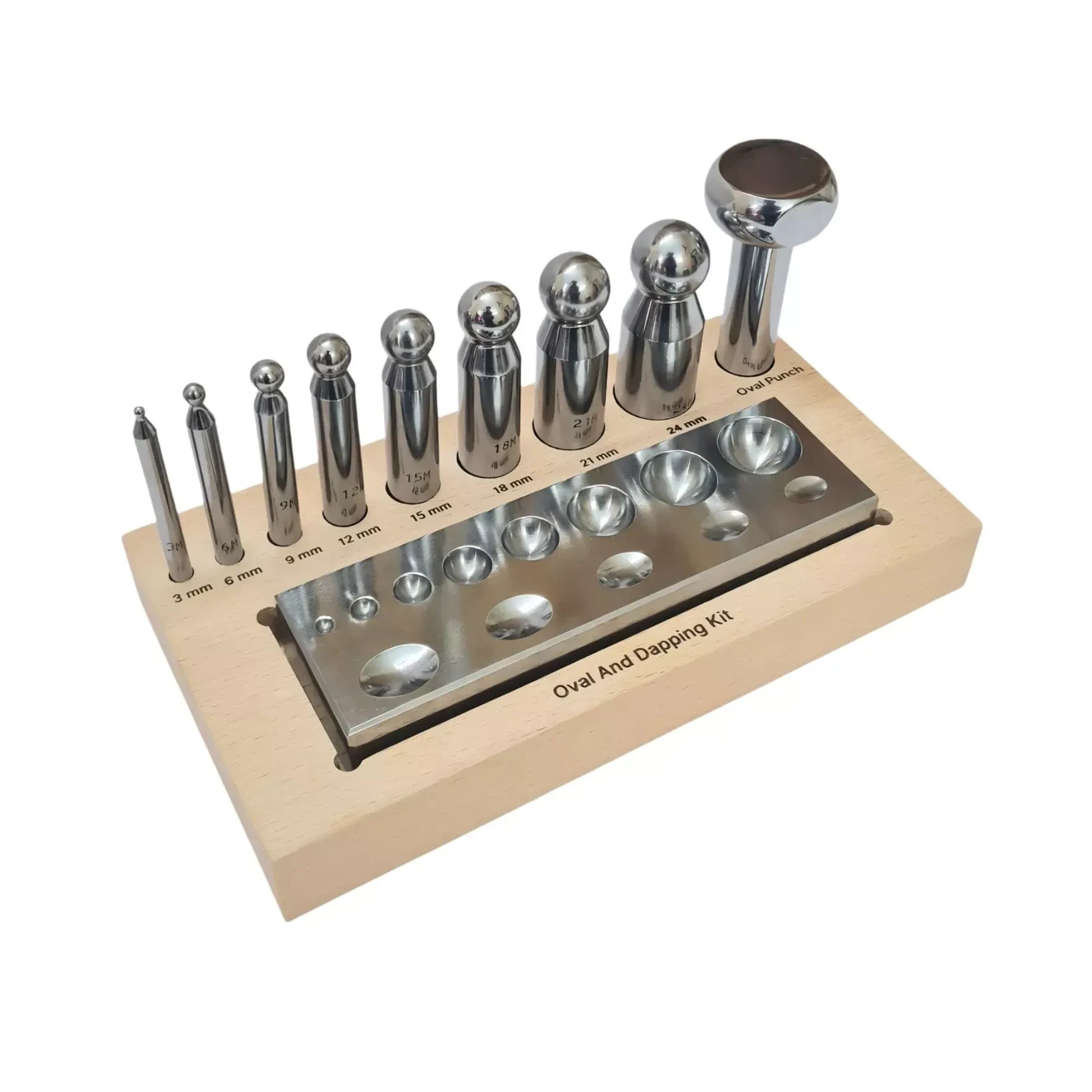 Round and Oval Dapping Tool Set 3 to 24 mm