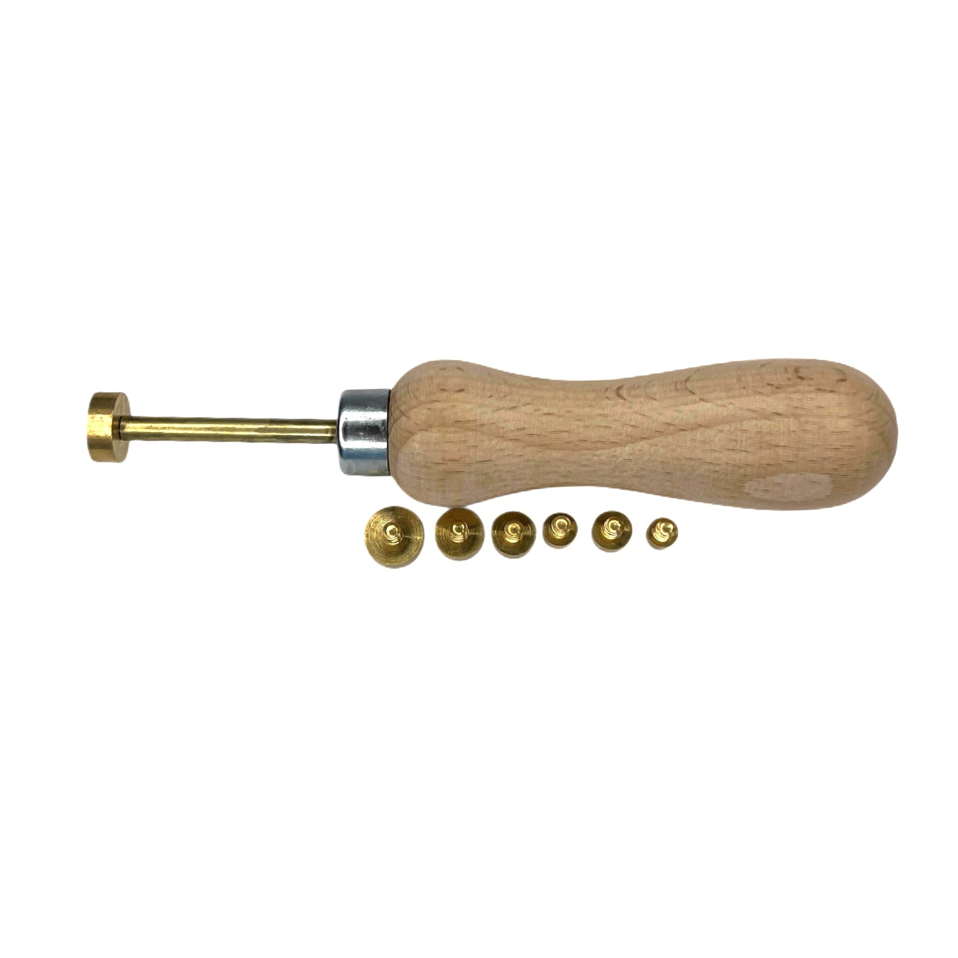 Prong and Bezel Pusher Setting Tool with Wooden Handle & 7 Detachable Heads