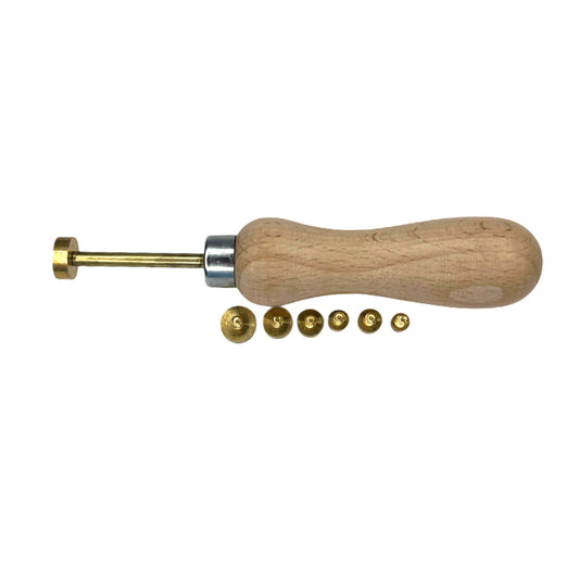 Prong and Bezel Pusher Setting Tool with Wooden Handle & 7 Detachable Heads