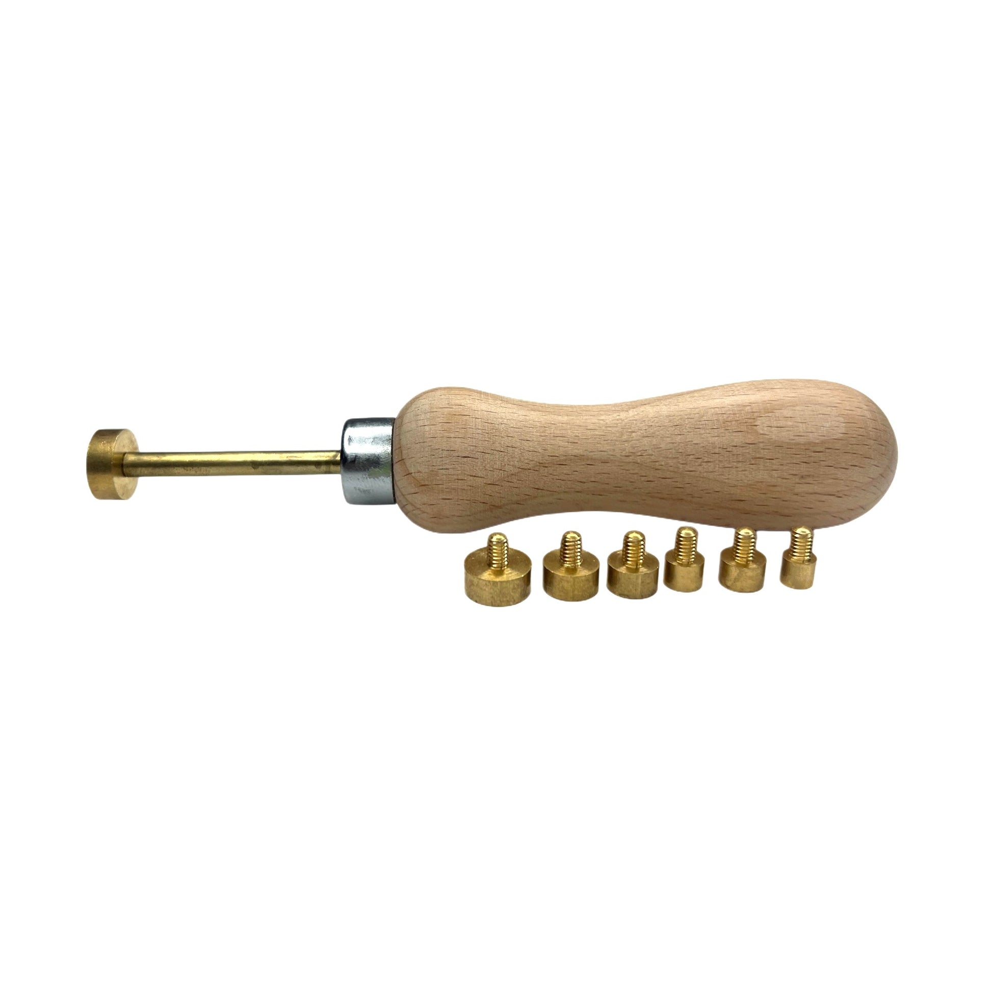 Prong and Bezel Pusher Setting Tool with Wooden Handle & 7 Detachable Heads