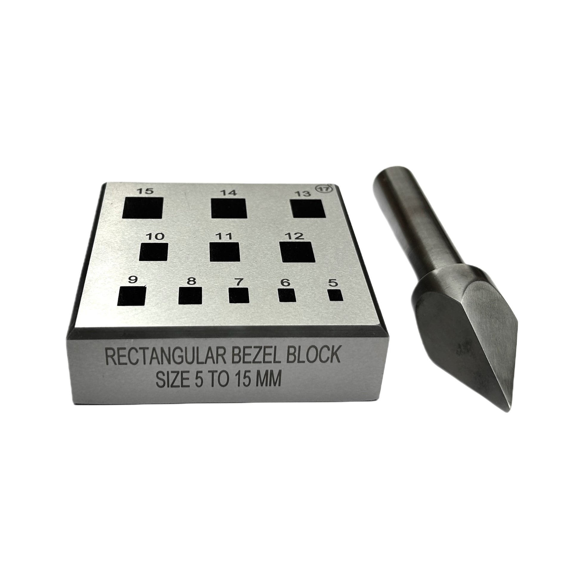 Rectangular Bezel Forming Block Set with 17 Degree Punch 5mm to 15mm