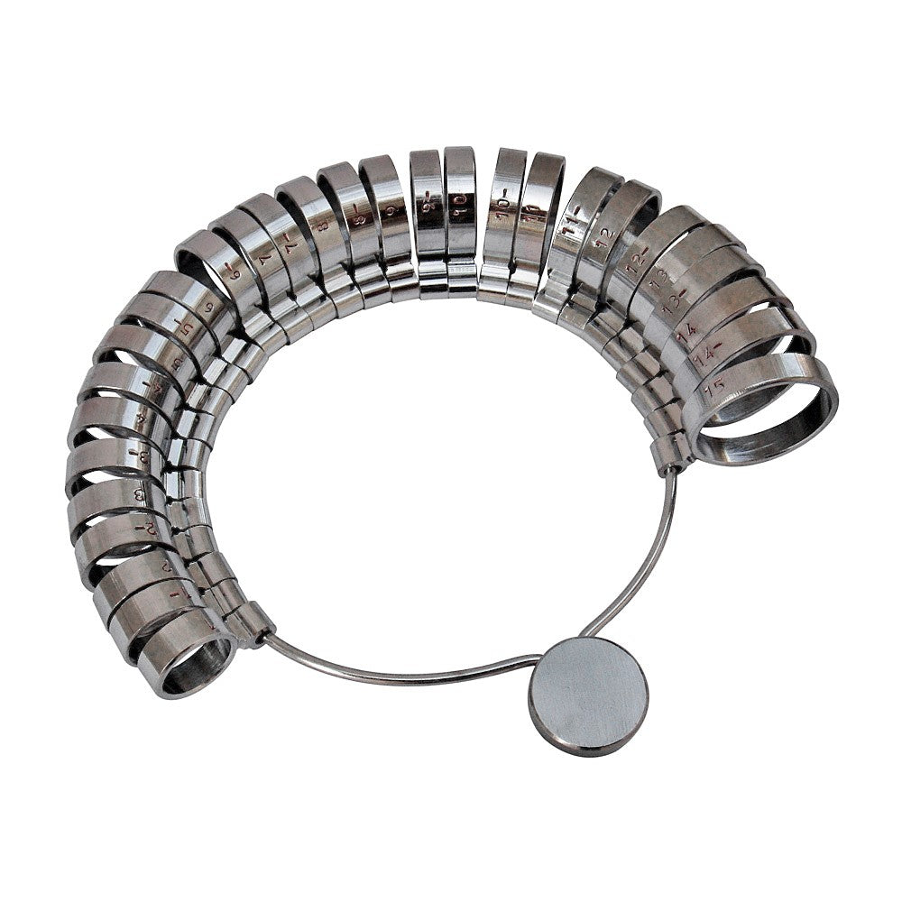 Ring Sizer Metal Gauge & Ring Mandrel Ungrooved Steel Set - Jewelry Sizing Tool