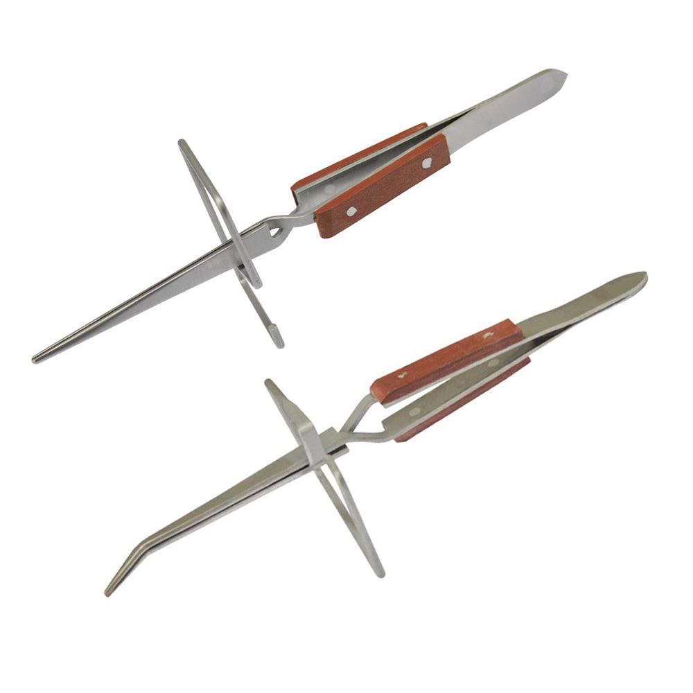 Set-2 Fiber Grip Tweezers Third Hand Type Tweezer Stand Up Frame Base Crosslock