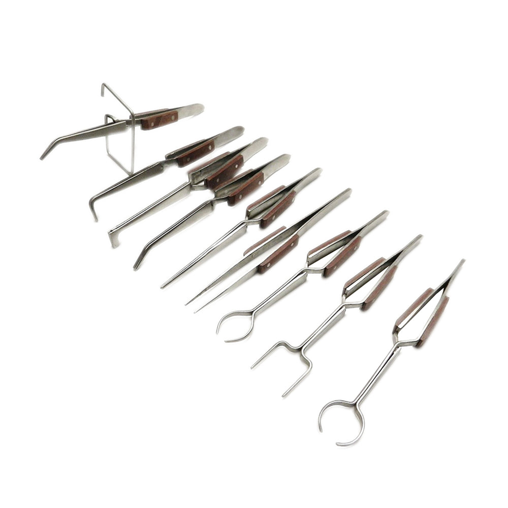 Set -9 All Types Work-holder Tweezer Fiber Grip Tweezers Cross-Locking Soldering