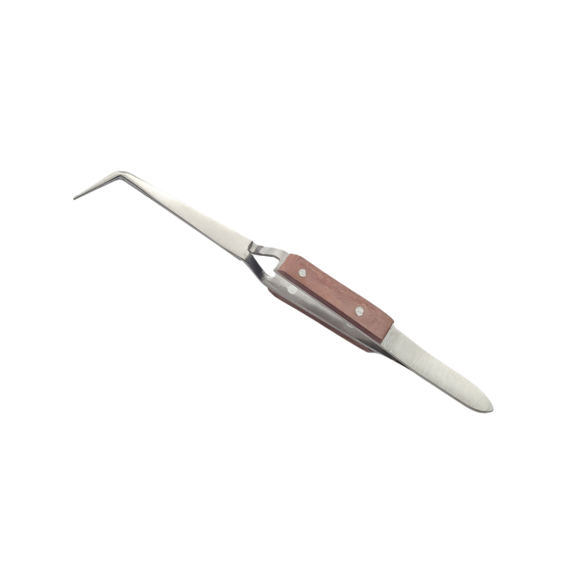 Set of 2 Fiber Grip Cross Locking Tweezers 90º Bent Tip & 90º Hole Slotted