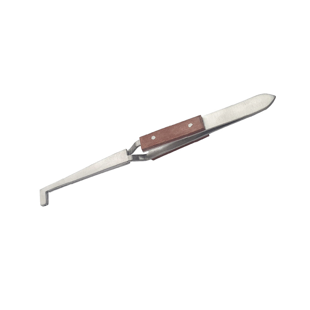Set of 2 Fiber Grip Cross Locking Tweezers 90º Bent Tip & 90º Hole Slotted