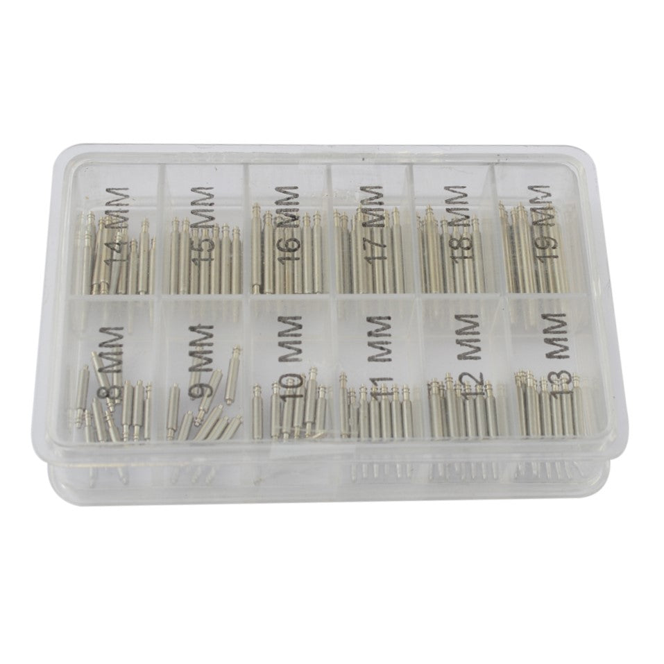 Spring Bars Assortment 100Pcs Tray for Watch Straps Bands Size:8mm-19mm