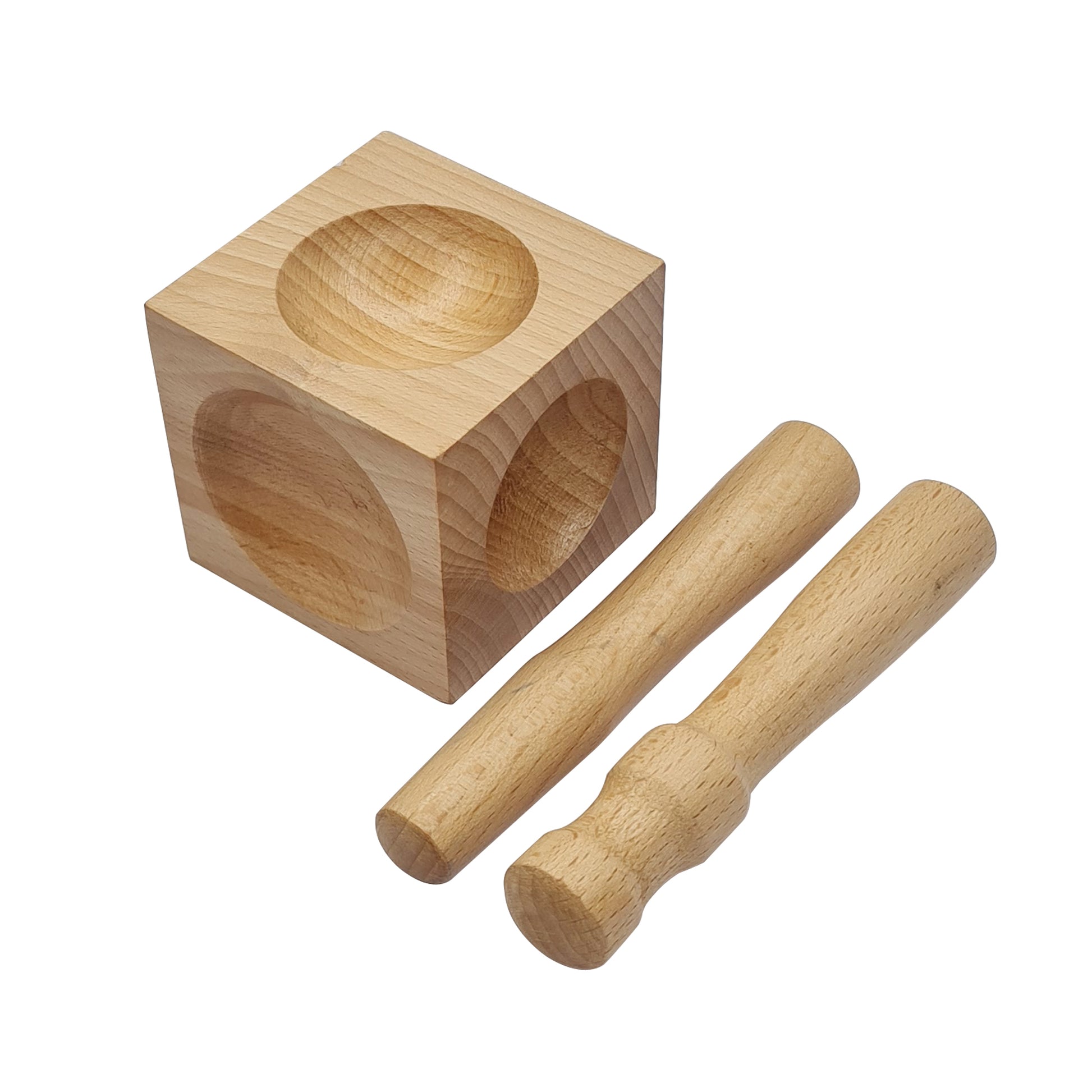 2" x 2" x 2" Wood Doming Block with 2 Punches - Jewelry Forming Dapping Tool