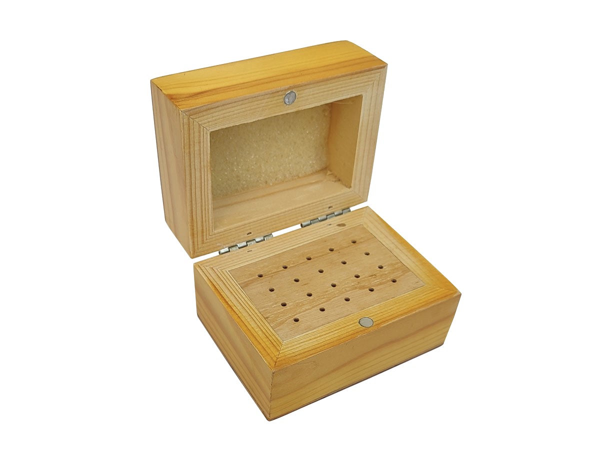 Wooden Bur Box with 20 Holes Storage Organizing Benchtop - Jewelry Making Tool