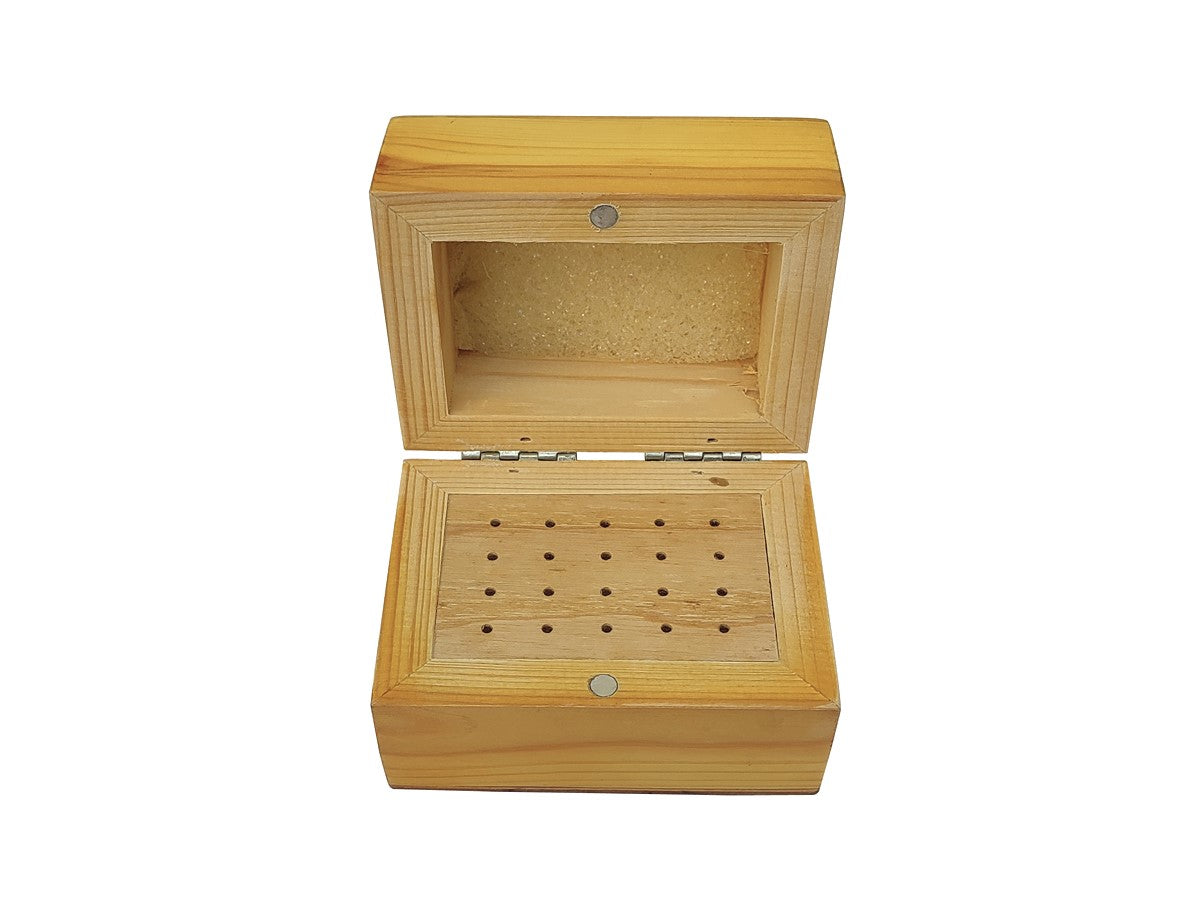 Wooden Bur Box with 20 Holes Storage Organizing Benchtop - Jewelry Making Tool