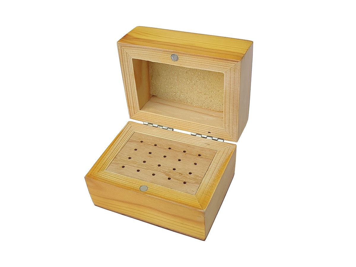 Wooden Bur Box with 20 Holes Storage Organizing Benchtop - Jewelry Making Tool