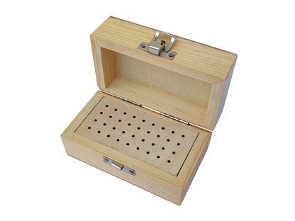 Wooden Bur Box with 36 Holes Storage Organizing Benchtop - Jewelry Making Tool
