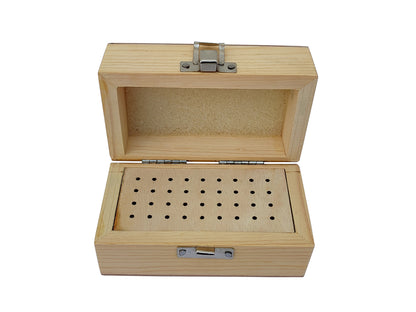Wooden Bur Box with 36 Holes Storage Organizing Benchtop - Jewelry Making Tool
