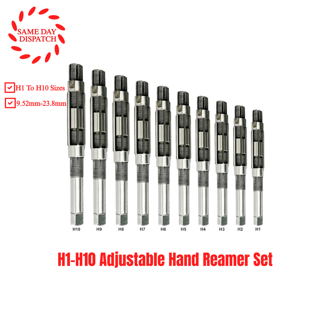 Adjustable Hand Reamer 10 Pcs Set H1 To H10 Sizes 3/8 " To 15/16 "